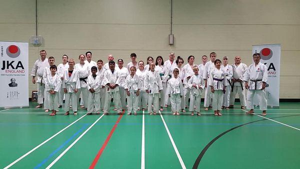Training and grading with Sensei Ohta 7th Dan at Hursley Karate Club, October 2021