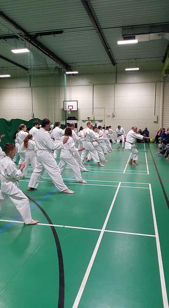 Pre-Grading training at Hursley Karate club with Sensei Glyn Morgan, March 2024